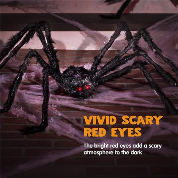 2 Pack 5 Ft. Halloween Outdoor Decorations Black Scary Giant Fake Hairy Spider - Picture 3 of 8